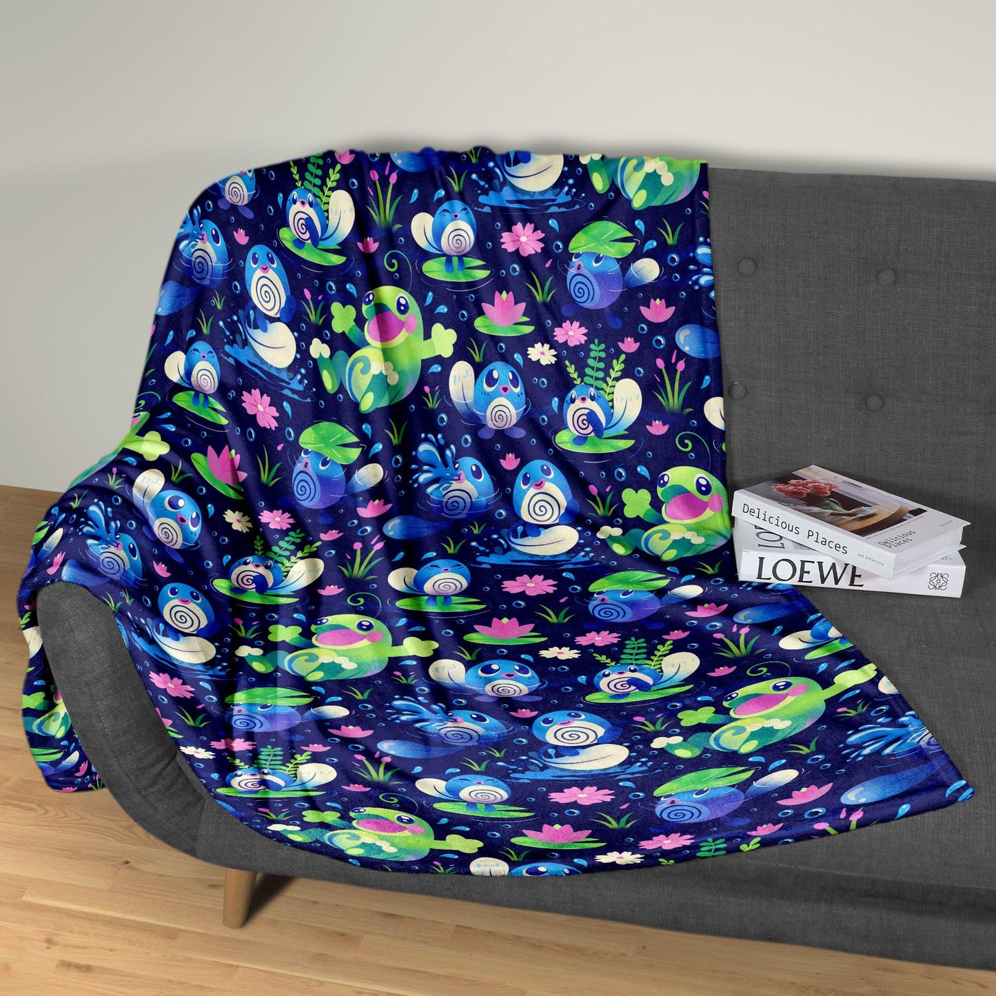 Poliwag Fleece Blanket Home Decor Throw Blanket Bedroom Decor Baby Blanket Cute Politoed Blanket Poliwag Blanket Gifts