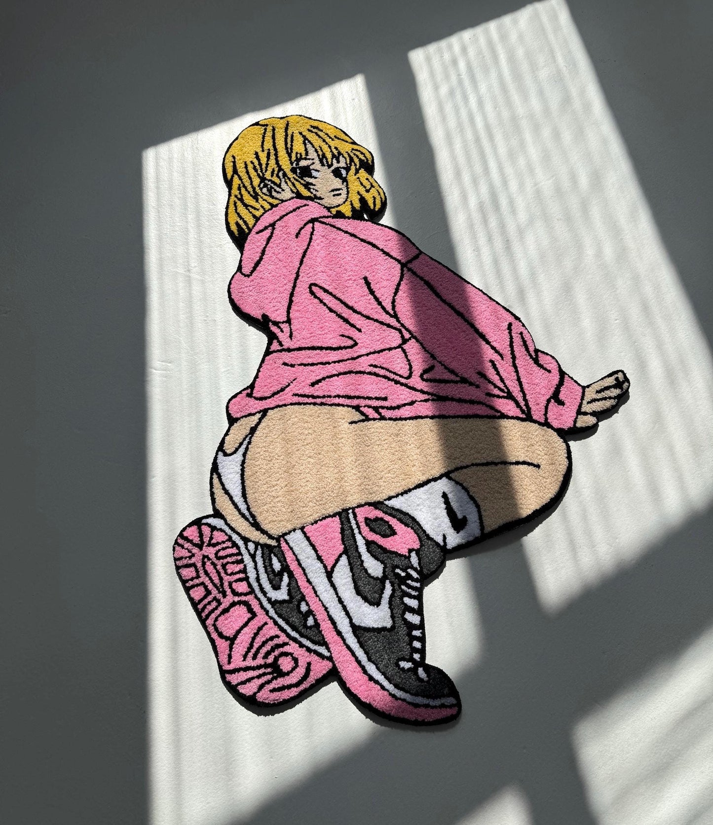 Handmade Tufted Anime Girl Rug: Gift for Anime Lovers