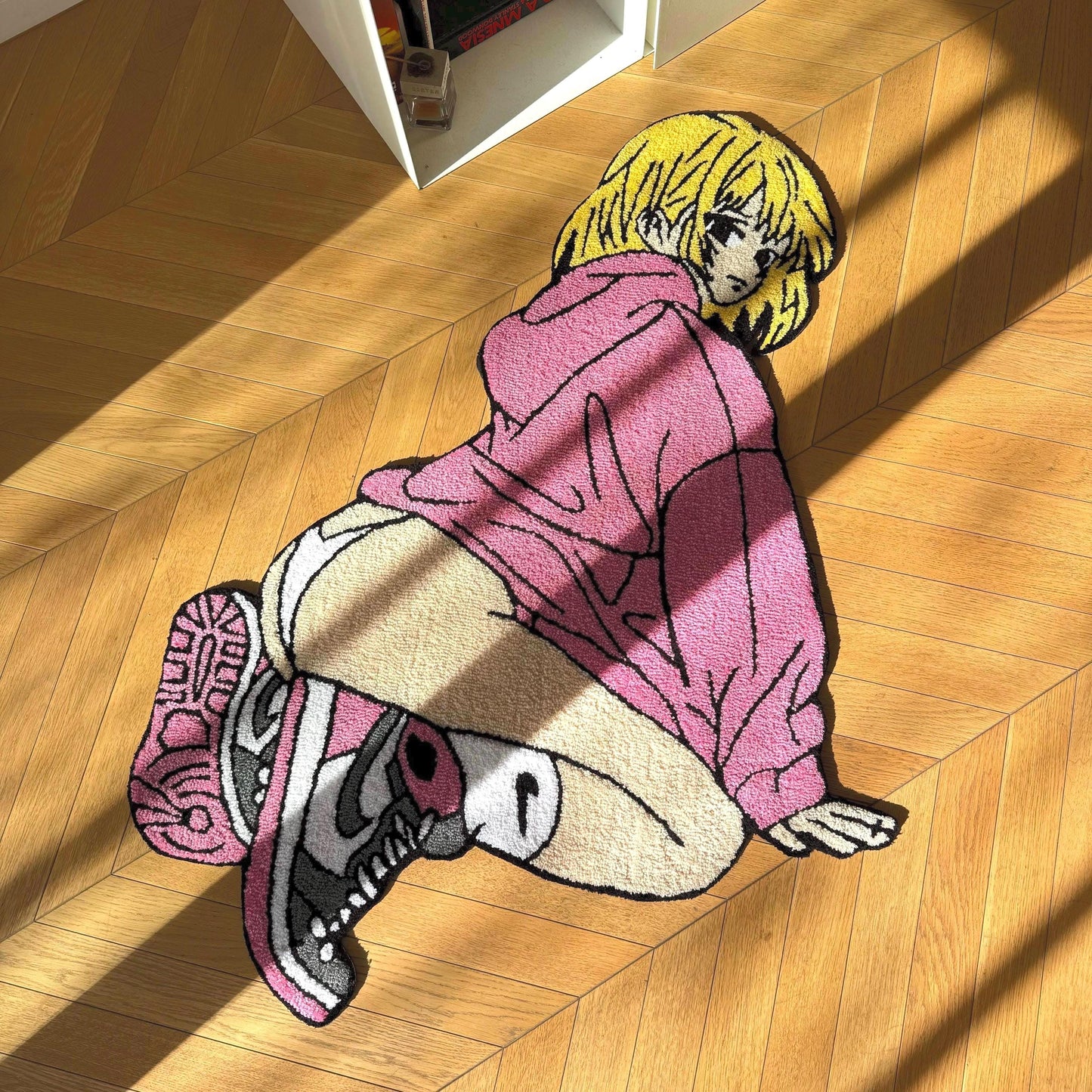 Handmade Tufted Anime Girl Rug: Gift for Anime Lovers