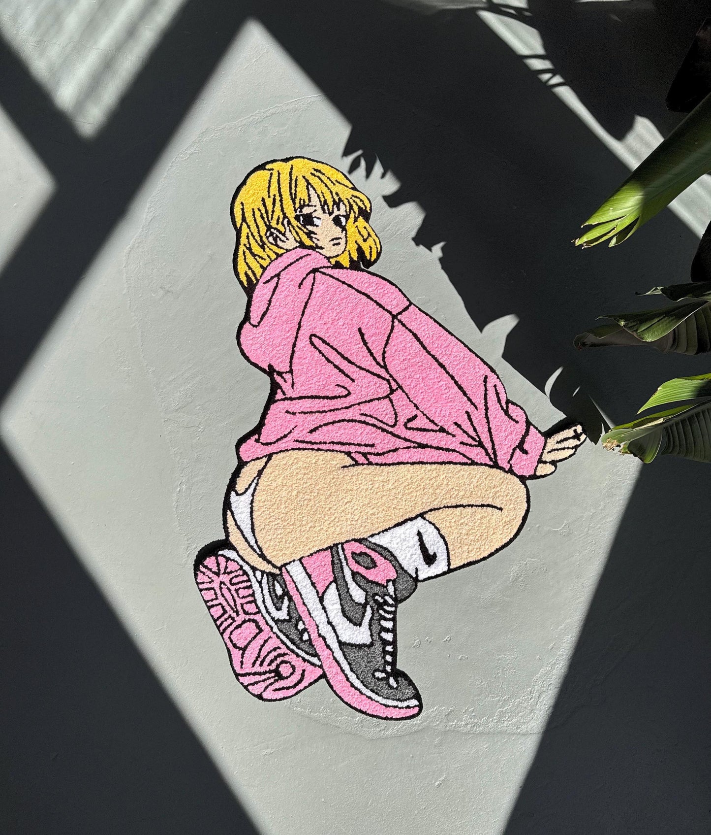 Handmade Tufted Anime Girl Rug: Gift for Anime Lovers