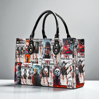 The Horror Gazette, Waterproof Vegan Leather Handbag, Top Handle, High-quality Crossbody Bag, Shoulder bag, Tote Bag, Scary movie lovers