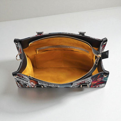 The Horror Gazette, Waterproof Vegan Leather Handbag, Top Handle, High-quality Crossbody Bag, Shoulder bag, Tote Bag, Scary movie lovers