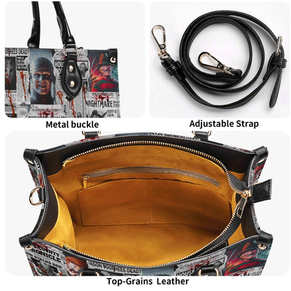 The Horror Gazette, Waterproof Vegan Leather Handbag, Top Handle, High-quality Crossbody Bag, Shoulder bag, Tote Bag, Scary movie lovers