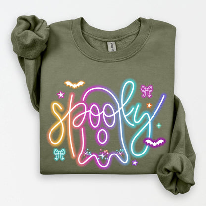 Cute Colorful Neon Spooky Ghost Sweatshirt,Spooky Goose Shirt,Goose in Halloween  Costumes Tee,Halloween Sweatshirt,Halloween kid Shirt