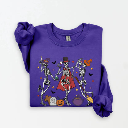 Skeleton Halloween Shirt, Pumpkin Halloween Sweatshirt, Pumpkin Shirt, Fall Sweatshirt Spooky Season TShirt, Fall Shirts for Women