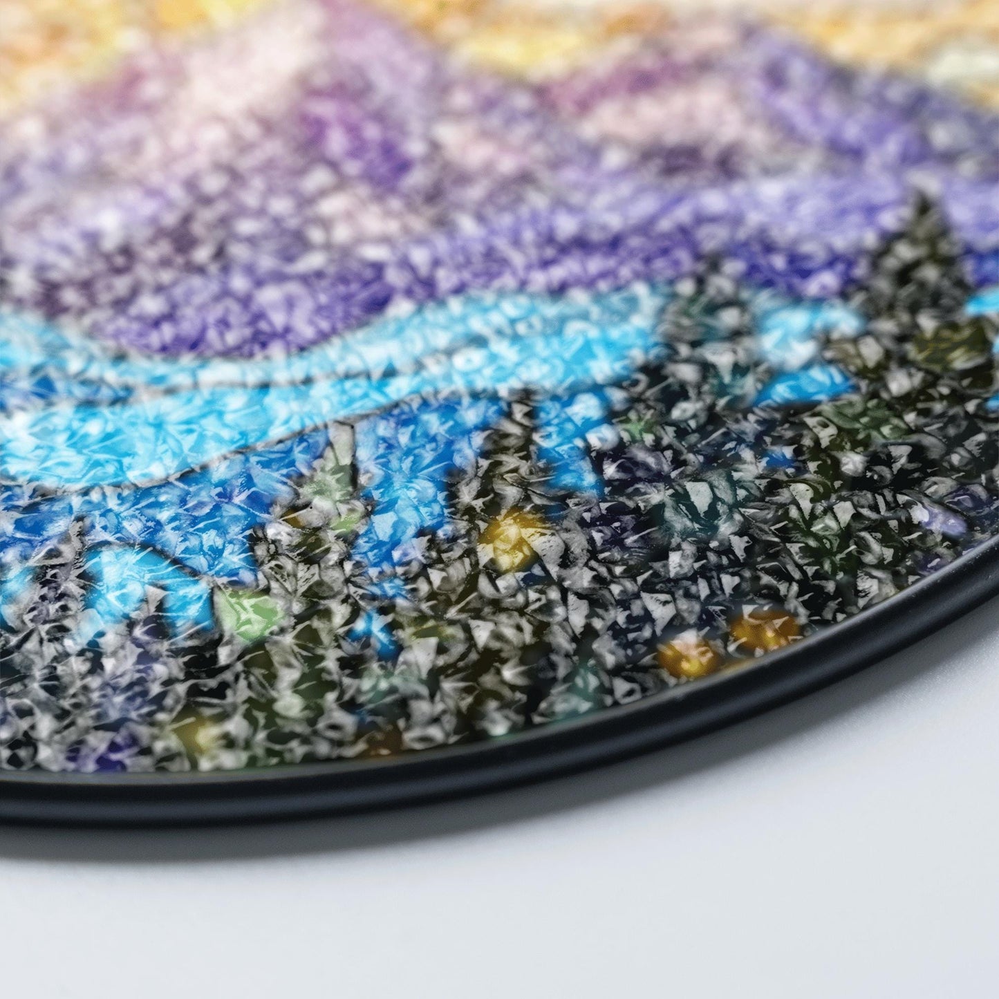 vibrant mountain sunrise suncatcher stained glass window hanging gift for nature lovers