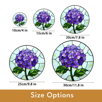 Purple Hydrangea Flower Stained Glass Suncatcher Window Decor Gift for Mom