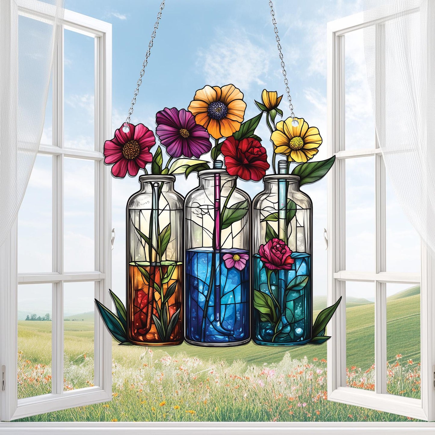 Science Classroom Acrylic Window Hanging, Chemistry Teacher Decor, Lab Glassware Art, Back to School STEM Gift for Teachers