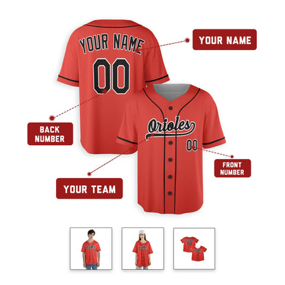 Personalized Baltimore Orioles Baseball Jersey: Sublimation Printing, Piping Options