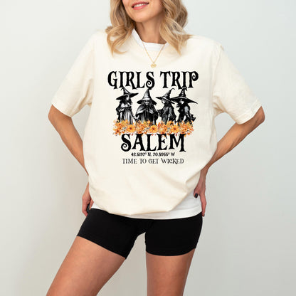 Halloween Girls Trip Shirt, Salem Witch Shirt, Time To Get Wicked Shirt, Witches Spooky Halloween Shirt, Wicked Girls Halloween Party Shirt