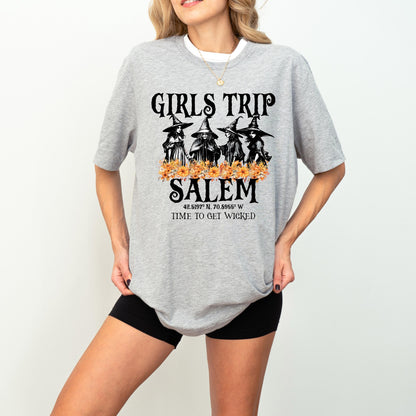 Halloween Girls Trip Shirt, Salem Witch Shirt, Time To Get Wicked Shirt, Witches Spooky Halloween Shirt, Wicked Girls Halloween Party Shirt