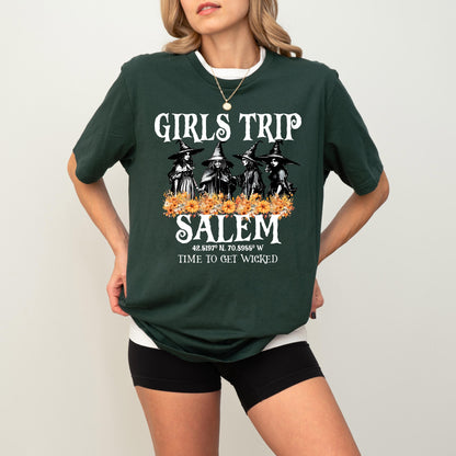 Halloween Girls Trip Shirt, Salem Witch Shirt, Time To Get Wicked Shirt, Witches Spooky Halloween Shirt, Wicked Girls Halloween Party Shirt