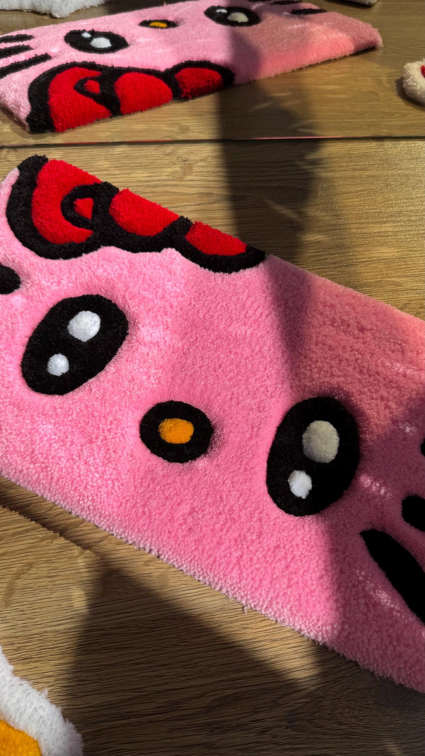 Kitty Keyboard Mat – Custom Handmade Fluffy Tufted Rug, Cute Desk Mat, Kawaii Aesthetic Decor for Office or Gaming Setup