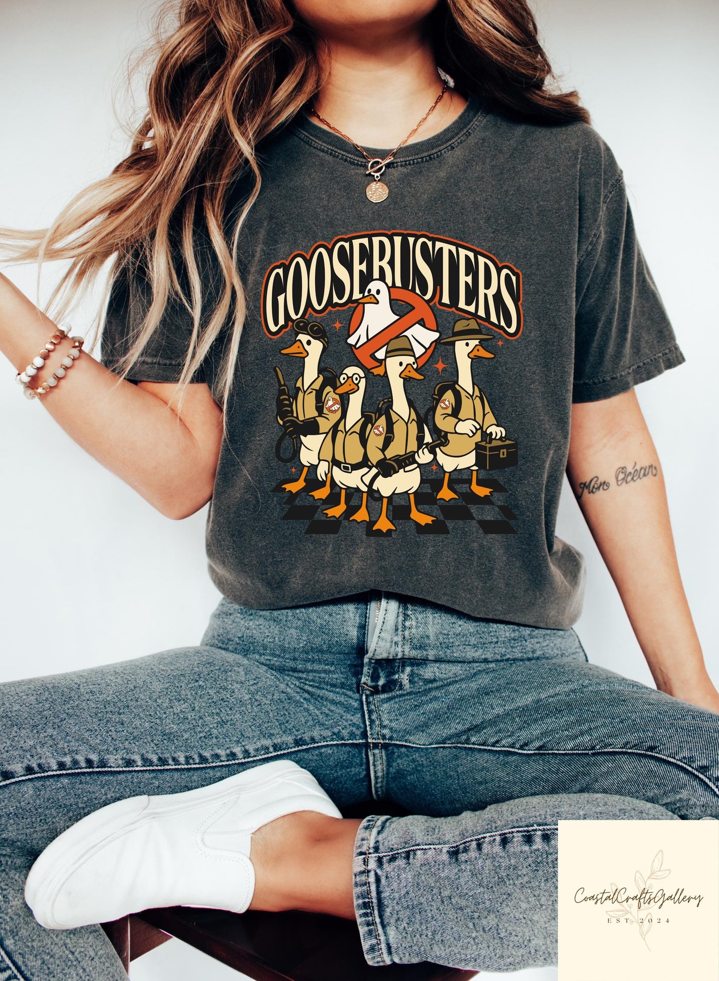 Goosebusters Halloween T-Shirt, Silly Goose Halloween Shirt, Funny Goose Halloween Tee, Halloween Matching Gift, Spooky Crew Shirt