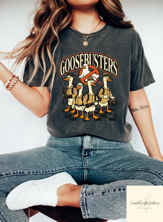 Goosebusters Halloween T-Shirt, Silly Goose Halloween Shirt, Funny Goose Halloween Tee, Halloween Matching Gift, Spooky Crew Shirt