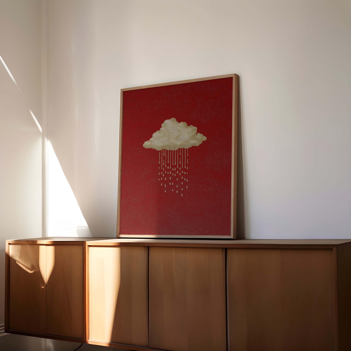 Minimalist Rain Cloud Poster, Moody Gothic Wall Art, Rustic Red Print, Dark Academia Decor, Cloud Aesthetic Artwork, Textured Artwork