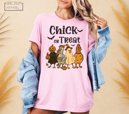 Chick Or Treat T-Shirt, Spooky Chick or Treat Chicken T-Shirt, Cute Chicken Halloween Shirt, Funny Animal Fall Shirt, Trick Or Treat T-Shirt