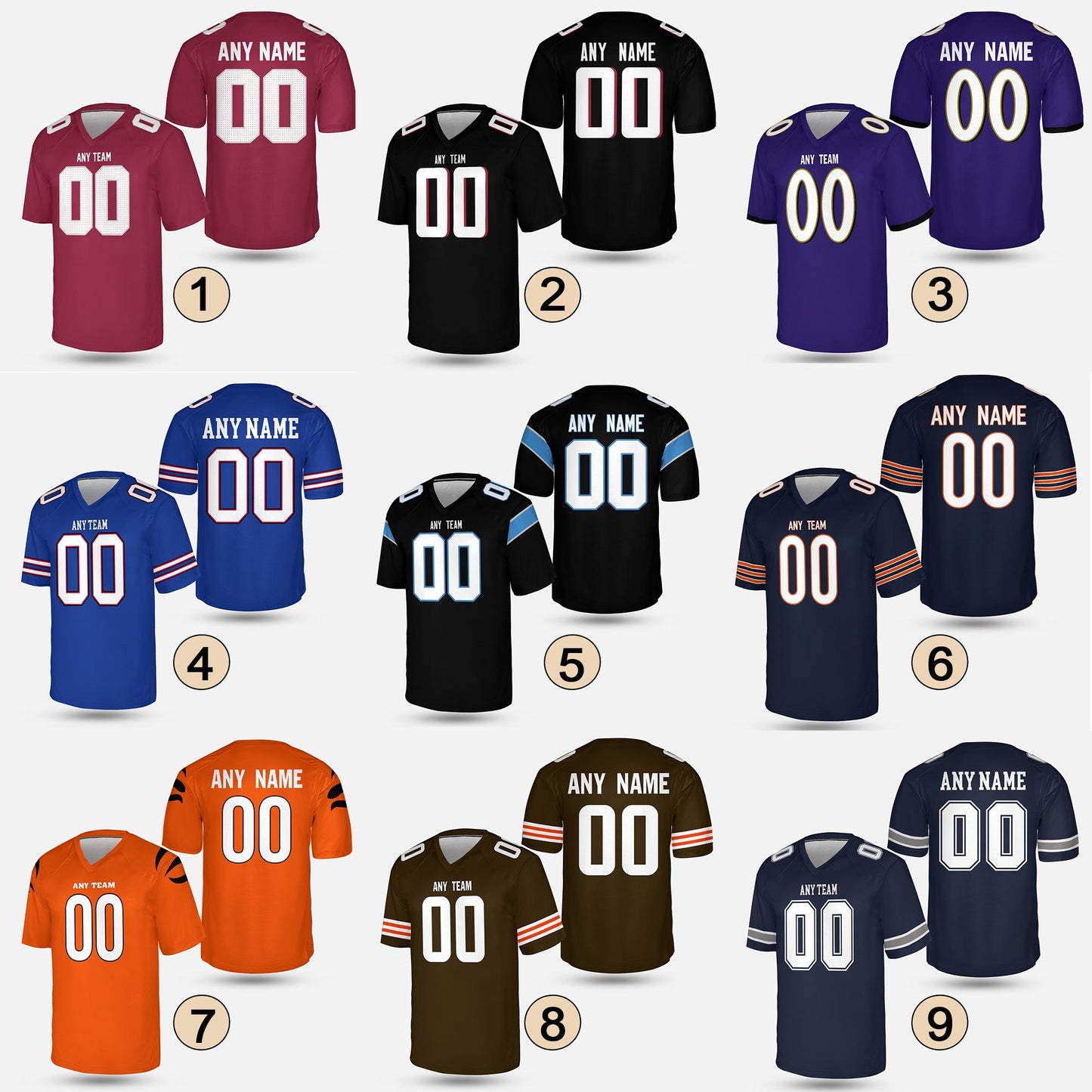 Custom Football Jersey – Personalized Jersey with Name & Number | Pick Your City Colors | Game Day Tailgate Unisex Shirt for Men Women Fans