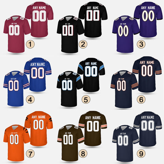 Custom Football Jersey – Personalized Jersey with Name & Number | Pick Your City Colors | Game Day Tailgate Unisex Shirt for Men Women Fans