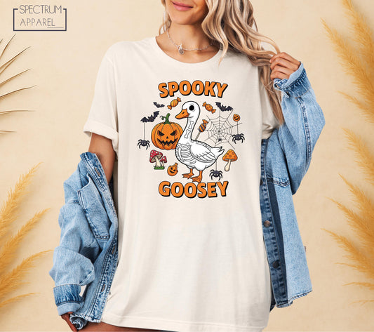 Halloween Spooky Goosey Shirt, Cute Spooky Goosey Shirt, Skeleton Goose Tee, Funny Duck Shirt, October Trick or Treat Shirt, Fun Animal Tee