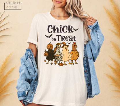 Chick Or Treat T-Shirt, Spooky Chick or Treat Chicken T-Shirt, Cute Chicken Halloween Shirt, Funny Animal Fall Shirt, Trick Or Treat T-Shirt