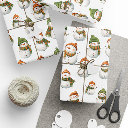 Snowman Christmas Wrapping Paper - Holiday Gift Wrap, Festive Present Paper, Cute Xmas Wrapping Sheets, Seasonal Gift Packaging, Christmas