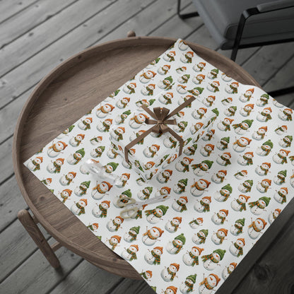 Snowman Christmas Wrapping Paper - Holiday Gift Wrap, Festive Present Paper, Cute Xmas Wrapping Sheets, Seasonal Gift Packaging, Christmas