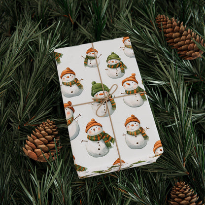 Snowman Christmas Wrapping Paper - Holiday Gift Wrap, Festive Present Paper, Cute Xmas Wrapping Sheets, Seasonal Gift Packaging, Christmas