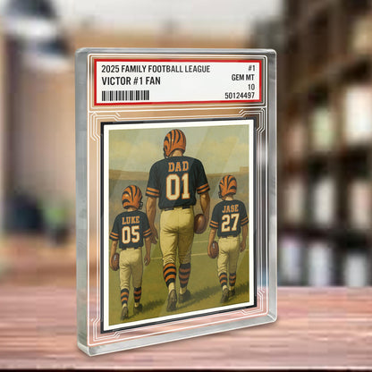 Personalized Family Football Acrylic Block, Custom Sports Card Gift for Dad with Kids' Names, Display Keepsake, Cincinnati Football Fans