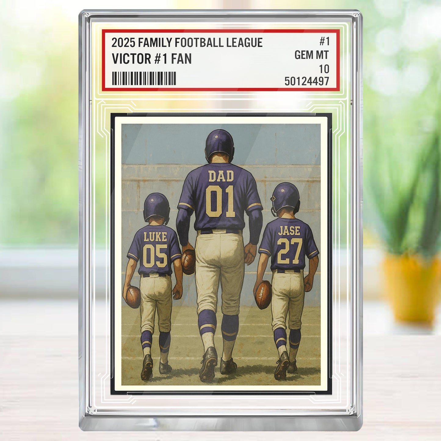 Custom Baltimore Football Acrylic Block Gift for Daddy, Personalized Sports Trading Card with Kids' Names, Dad Sports, Baltimore Team Plaque