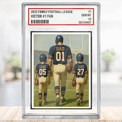 Custom Chicago Football Acrylic Block Gift for Daddy, Personalized Sports Trading Card with Kids' Names, Dad Sports, Chicago Team Plaque