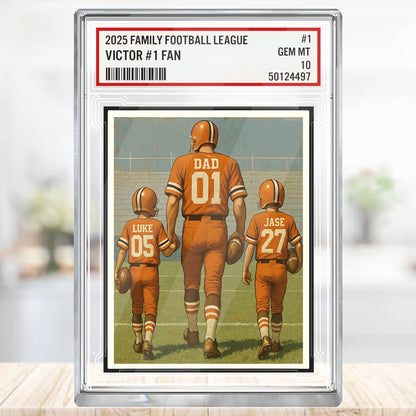 Custom Cleveland Football Acrylic Block Gift for Daddy, Personalized Sports Trading Card with Kids' Names, Dad Sports, Cleveland Team Plaque