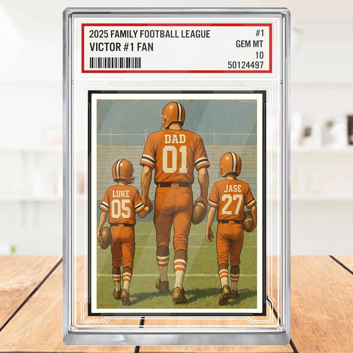 Custom Cleveland Football Acrylic Block Gift for Daddy, Personalized Sports Trading Card with Kids' Names, Dad Sports, Cleveland Team Plaque