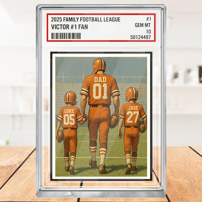Custom Cleveland Football Acrylic Block Gift for Daddy, Personalized Sports Trading Card with Kids' Names, Dad Sports, Cleveland Team Plaque