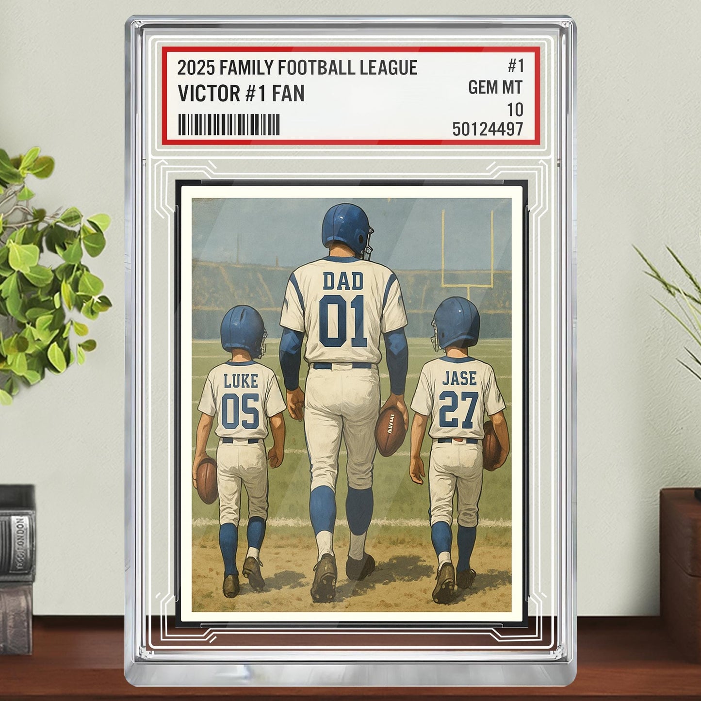 Custom Indianapolis Football Acrylic Block Gift for Daddy, Personalized Sports Trading Card with Kids' Names, Dad Sports, Indianapolis Team