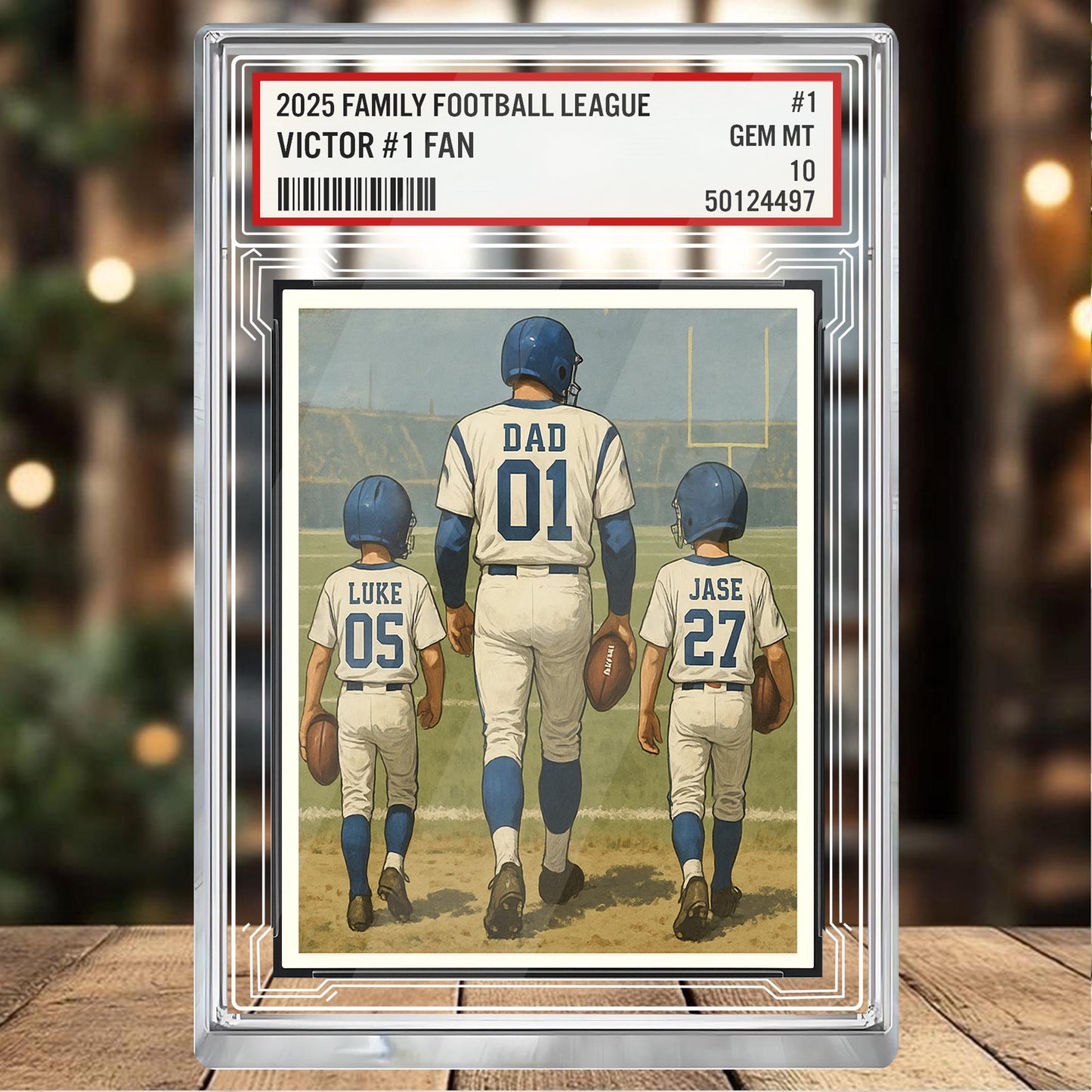 Custom Indianapolis Football Acrylic Block Gift for Daddy, Personalized Sports Trading Card with Kids' Names, Dad Sports, Indianapolis Team