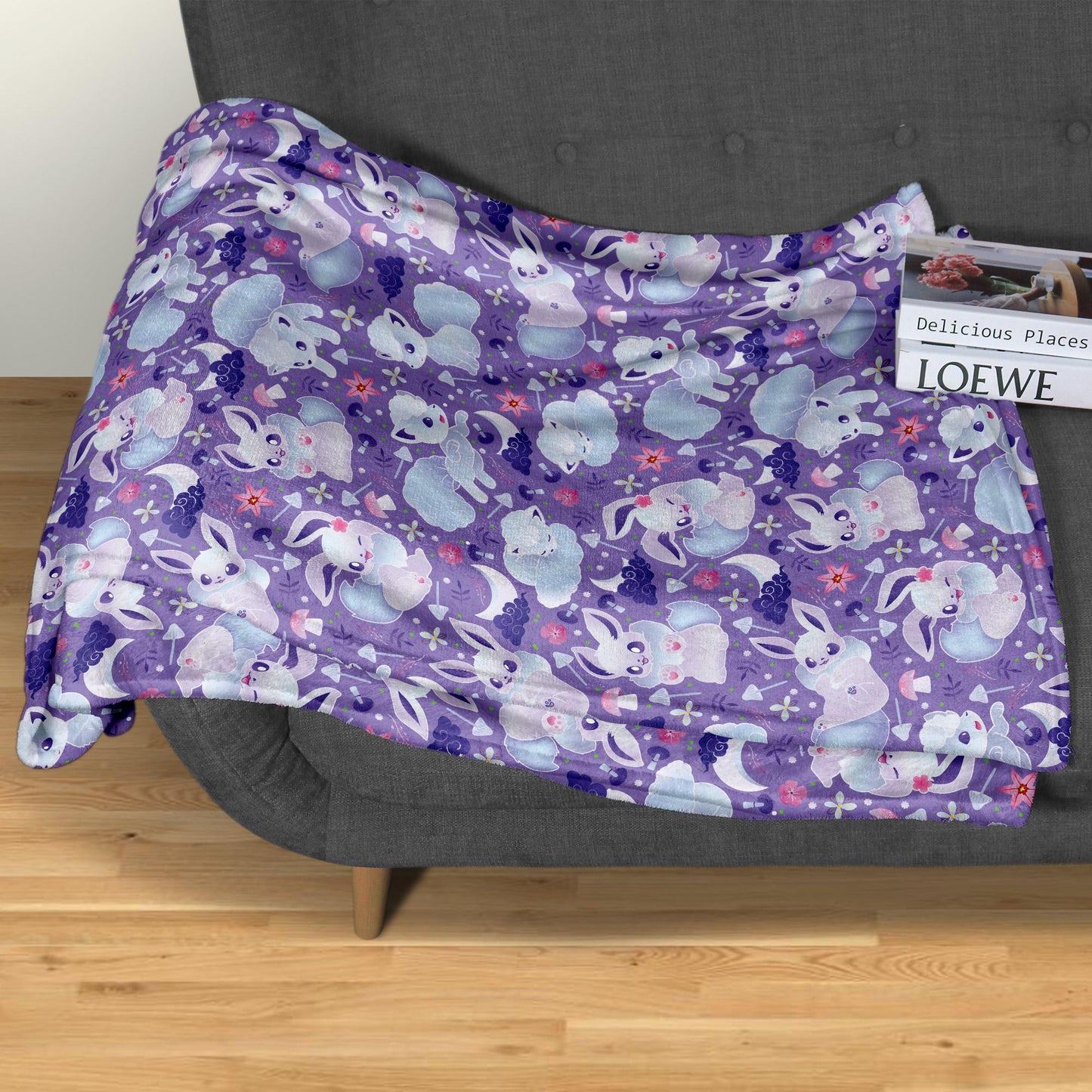 Eevee Fleece Blanket Home Decor Throw Blanket Bedroom Decor Baby Blanket Cute Vulpix Cotton Blanket Eevee Blanket Gifts