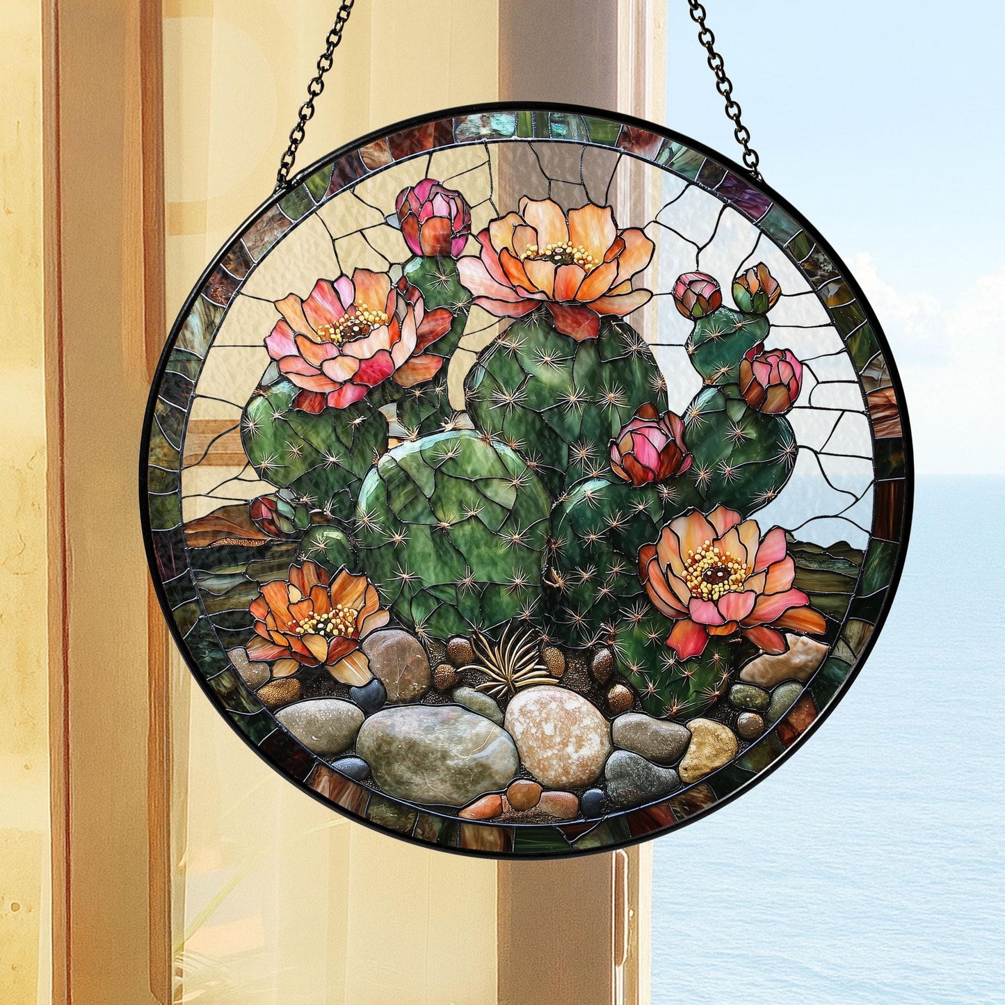 Cactus Stained Glass Suncatcher, Cactus Lovers, Plant Mom Gifts, Cactus Plant, Tropical Home Decoration, Southwestern Decor, Cactus Accent