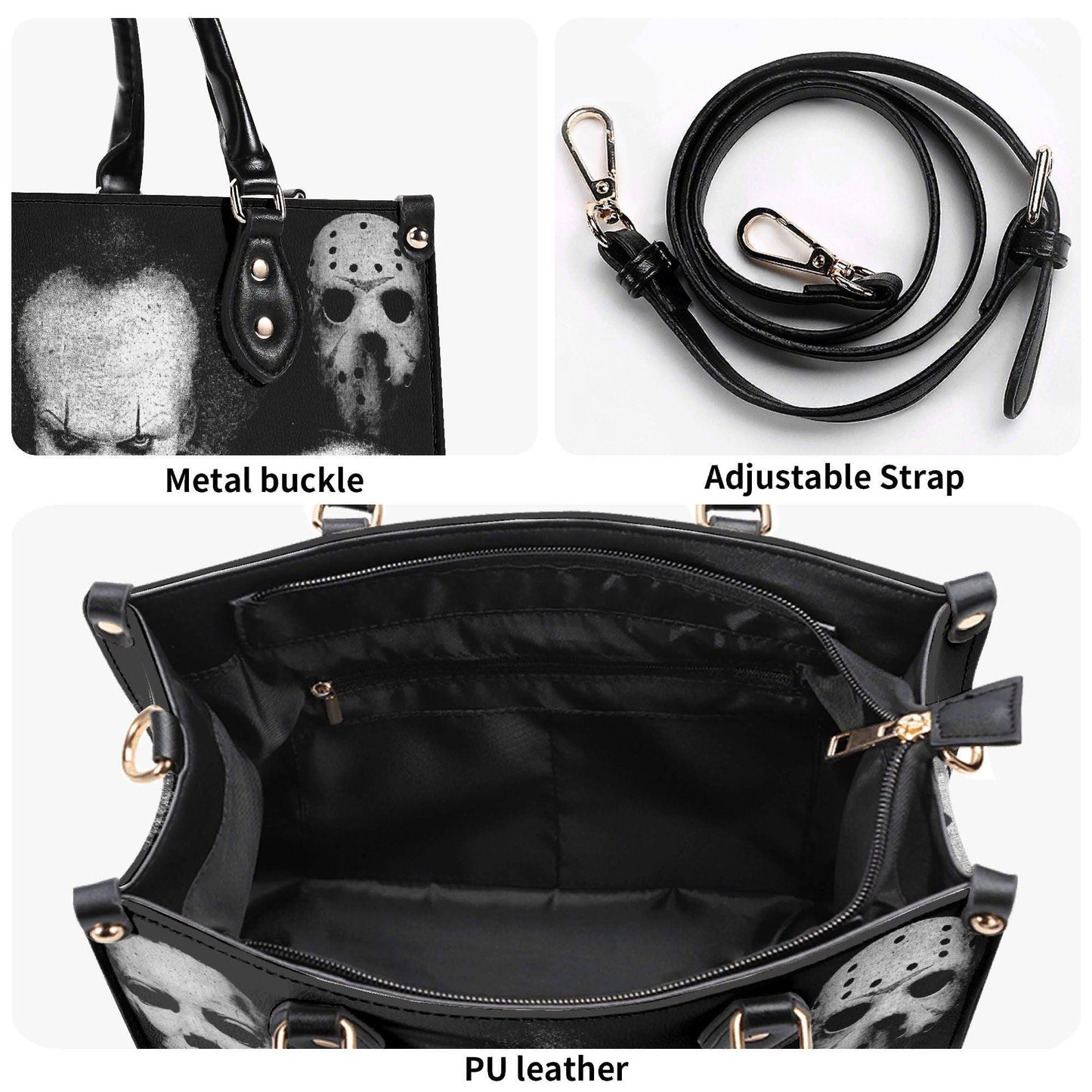 The Horror Bunch Handbag| Horror Handbag | Top-Grain Leather| Vegan Leather | Scary Movie Lovers Bag | Custom Tote Bag | Scary Movie Lovers