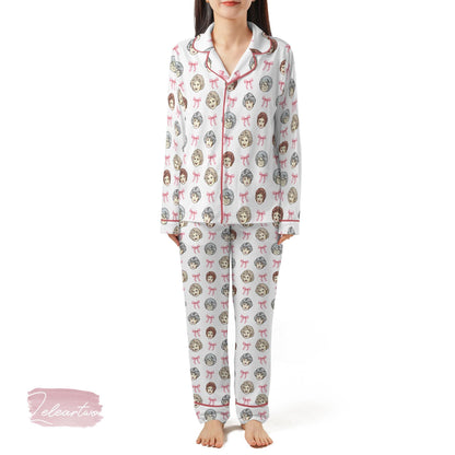 Golden Girls Coquette Set | Silky Satin Pajama Set for Women | Pink Bow Retro Sleepwear | Funny Lounge Set for Best Friends & TV Lovers