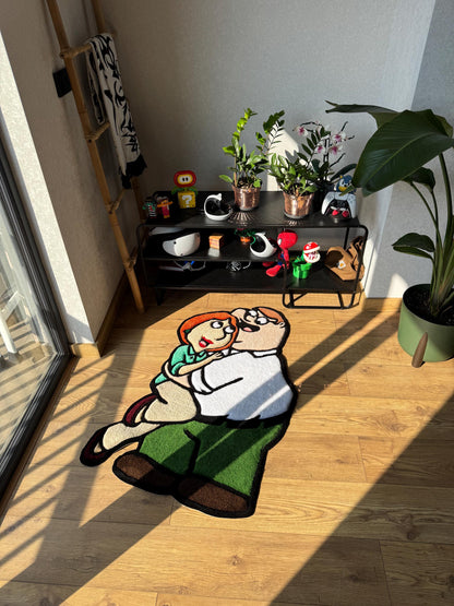 Peter and Lois griffin rug, family guy custom rug tufting, handmade wool carpet, fluffy rug, custom tufted rug, fiber art