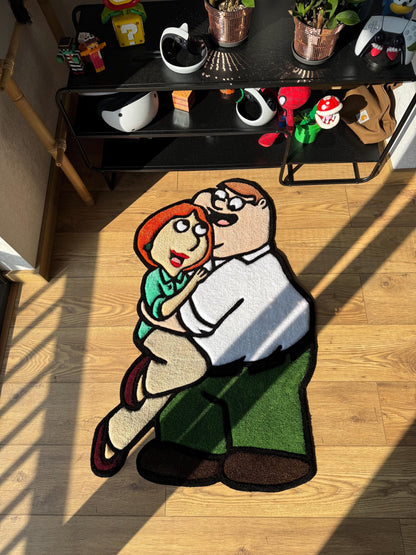 Peter and Lois griffin rug, family guy custom rug tufting, handmade wool carpet, fluffy rug, custom tufted rug, fiber art