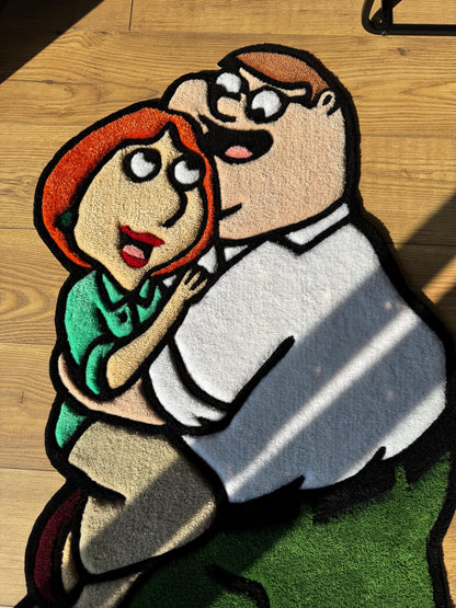 Peter and Lois griffin rug, family guy custom rug tufting, handmade wool carpet, fluffy rug, custom tufted rug, fiber art
