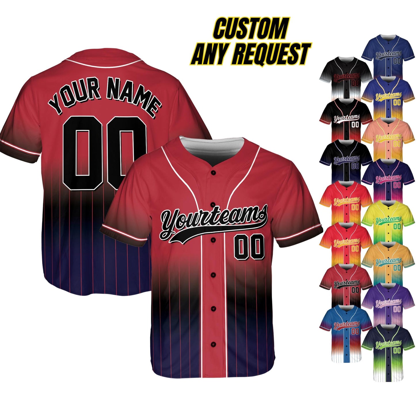 Personalized Name Team,Custom Stripe Line Color Baseball Jersey For Baseball Fans,Custom Number Baseball Team Couple Jersey B14