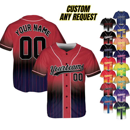 Personalized Name Team,Custom Stripe Line Color Baseball Jersey For Baseball Fans,Custom Number Baseball Team Couple Jersey B14