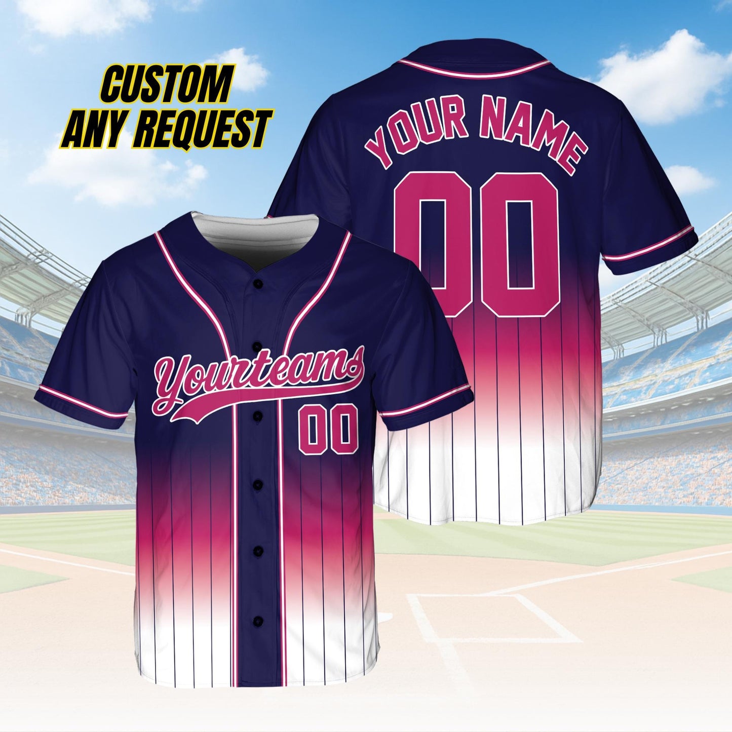 Personalized Name Team,Custom Stripe Line Color Baseball Jersey For Baseball Fans,Custom Number Baseball Team Couple Jersey B14