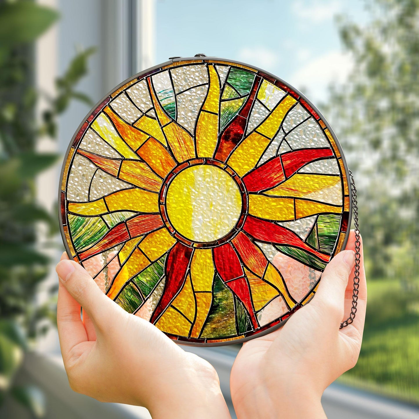 Sun Glass Suncatcher, Sun Suncatcher Ornament, Whimsical Spiral Sun, Sun Art, Sun Set Lover Gift, Sun Home Decor, New Home Decor, mom gift