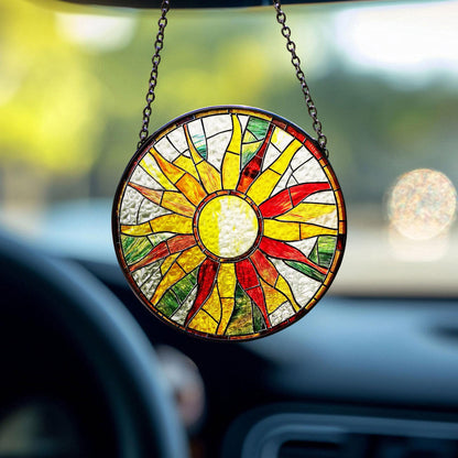 Sun Glass Suncatcher, Sun Suncatcher Ornament, Whimsical Spiral Sun, Sun Art, Sun Set Lover Gift, Sun Home Decor, New Home Decor, mom gift