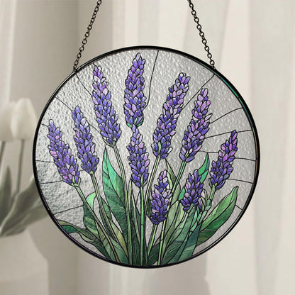 Lavender Stained Glass Suncatcher, Lavender Suncatcher, Lavender Lover Decor, Flower Lover Gift, Lavender Window Hanging Decor, Garden Decor