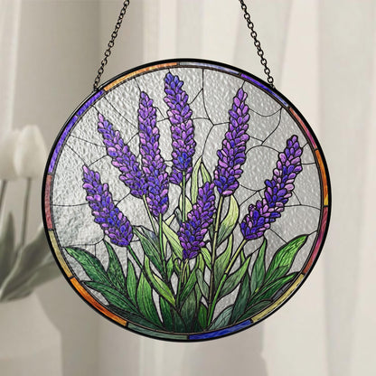 Lavender Flower Stained Glass Suncatcher, Purple Stained Glass Decor, Lavender Flower Lover Gift, Gift For Garden Lover, Nature Lovers Gift